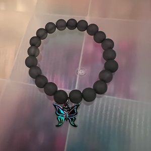black black butterfly beaded bracelet